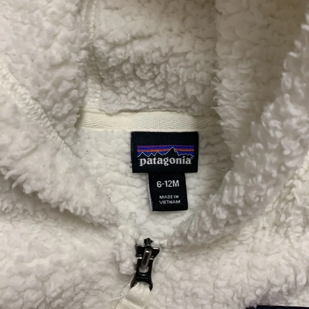 Patagonia White Sherpa Fleece Hoodie with Bear Ears